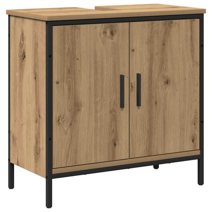 vidaXL Bathroom Furniture Set with Shelf 2 pcs Brown Engineered wood