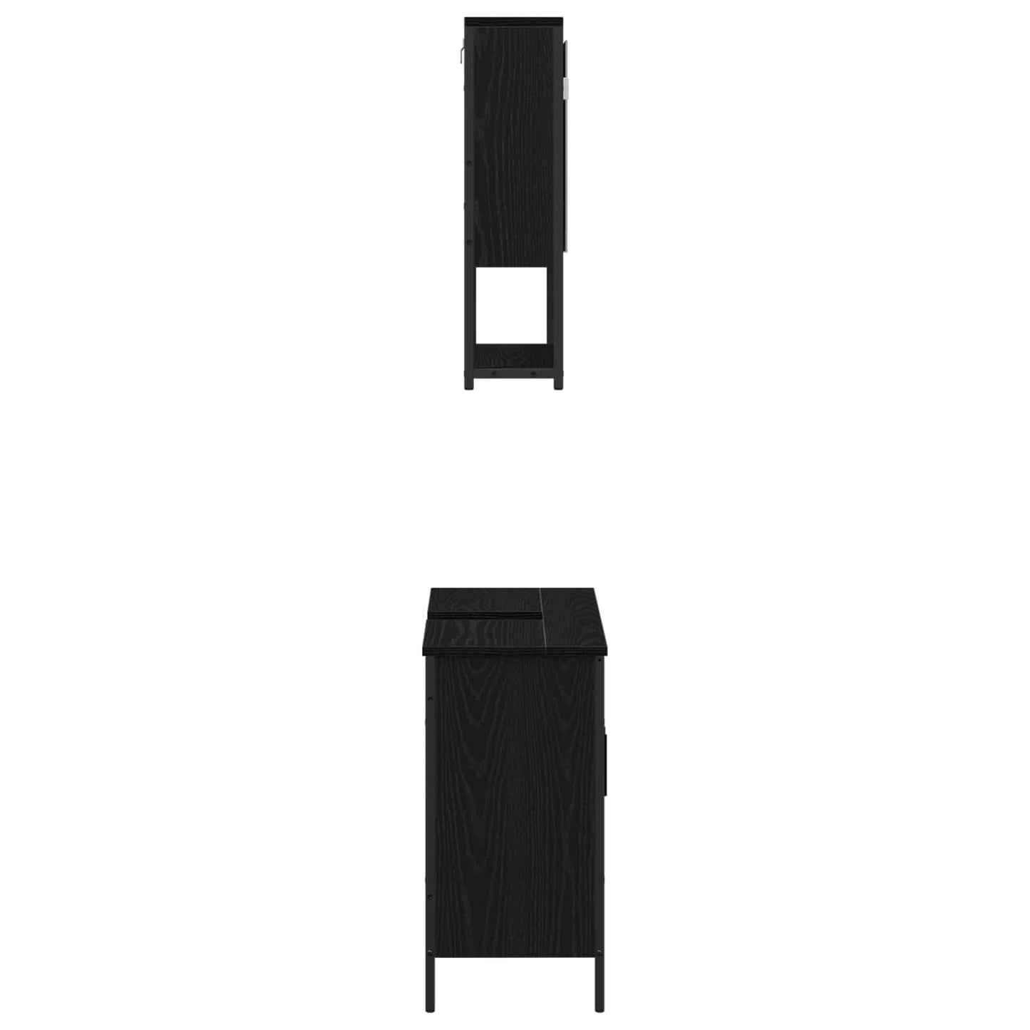 vidaXL Bathroom Furniture Set with Shelf 2 pcs Black Engineered wood