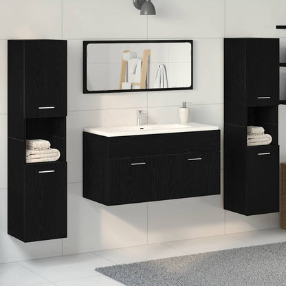 vidaXL Bathroom Furniture Set 4 pcs Black Oak Engineered Wood