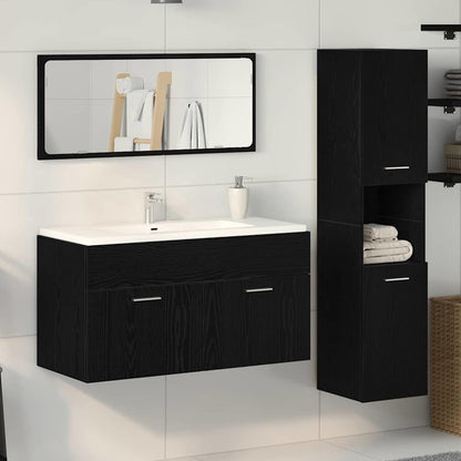 vidaXL Bathroom Furniture Set 3 pcs Black Oak Engineered Wood