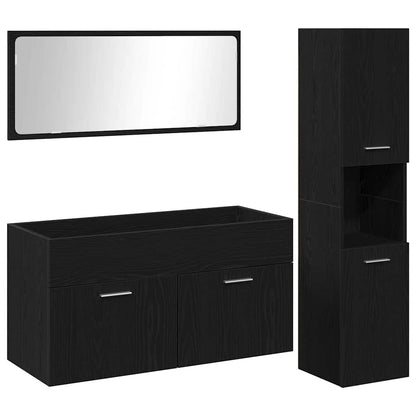 vidaXL Bathroom Furniture Set 3 pcs Black Oak Engineered Wood