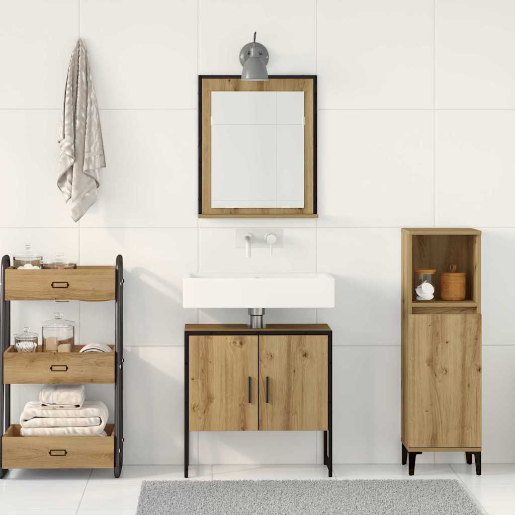 vidaXL Bathroom Furniture Set Wall-mounted 2 pcs Brown Engineered wood