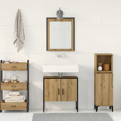 vidaXL Bathroom Furniture Set Wall-mounted 2 pcs Brown Engineered wood