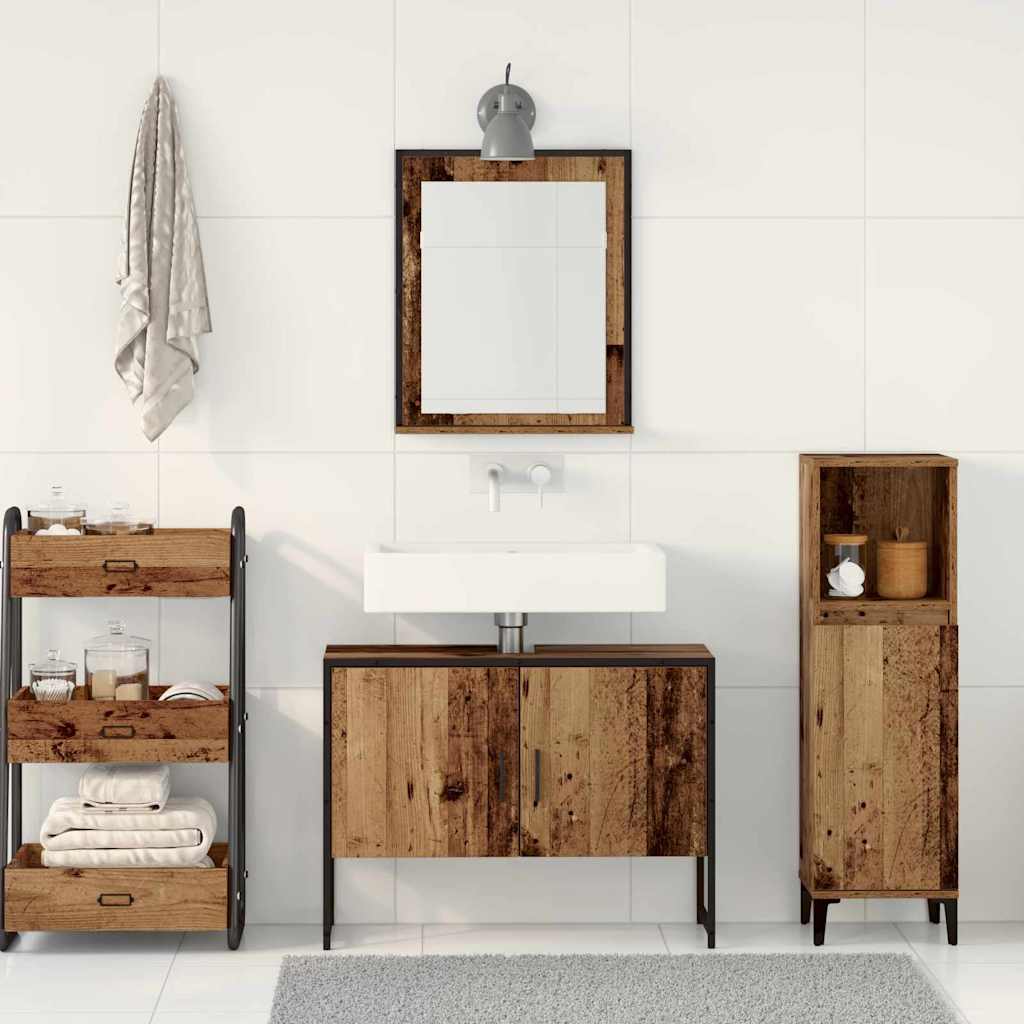 vidaXL Bathroom Furniture Set Wall-mounted 2 pcs Brown Engineered wood