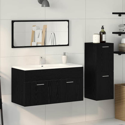 vidaXL Bathroom Furniture Set 3 pcs Black Oak Engineered Wood