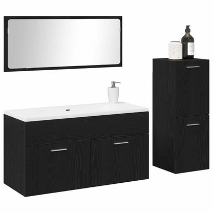 vidaXL Bathroom Furniture Set 3 pcs Black Oak Engineered Wood