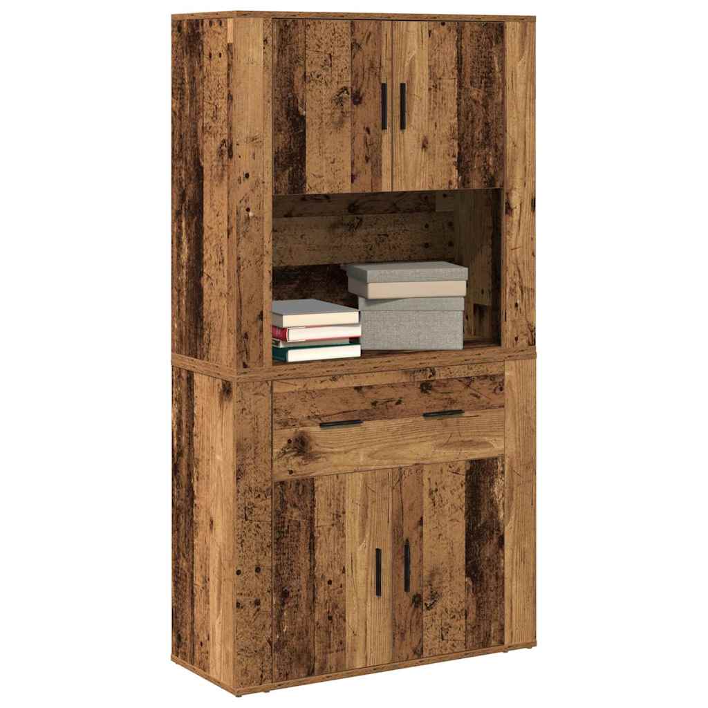vidaXL Highboard with Drawer Old wood 80 x 33 x 150 cm Engineered wood