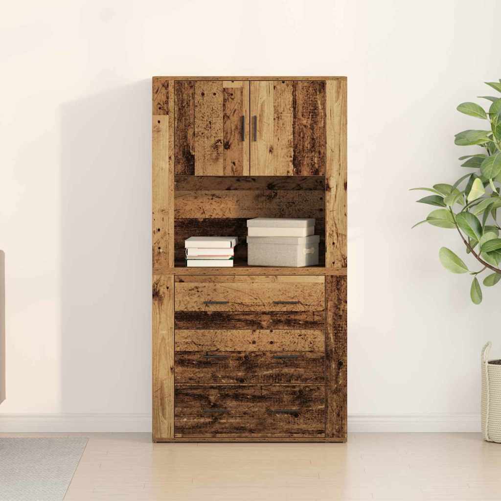 vidaXL Highboard with Drawer Old Wood 80 x 33 x 150 cm Engineered Wood