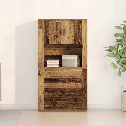 vidaXL Highboard with Drawer Old Wood 80 x 33 x 150 cm Engineered Wood