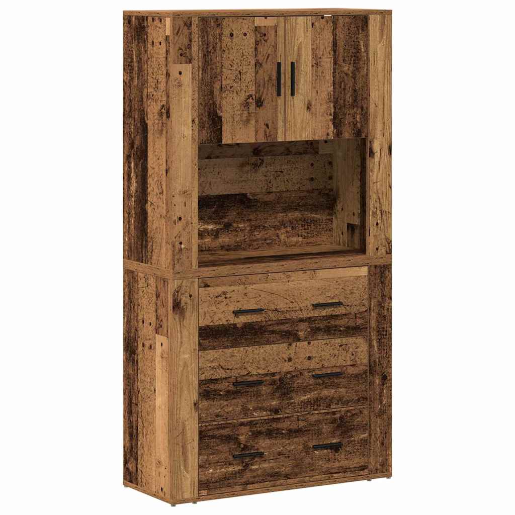 vidaXL Highboard with Drawer Old Wood 80 x 33 x 150 cm Engineered Wood