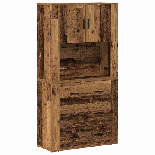 vidaXL Highboard with Drawer Old Wood 80 x 33 x 150 cm Engineered Wood