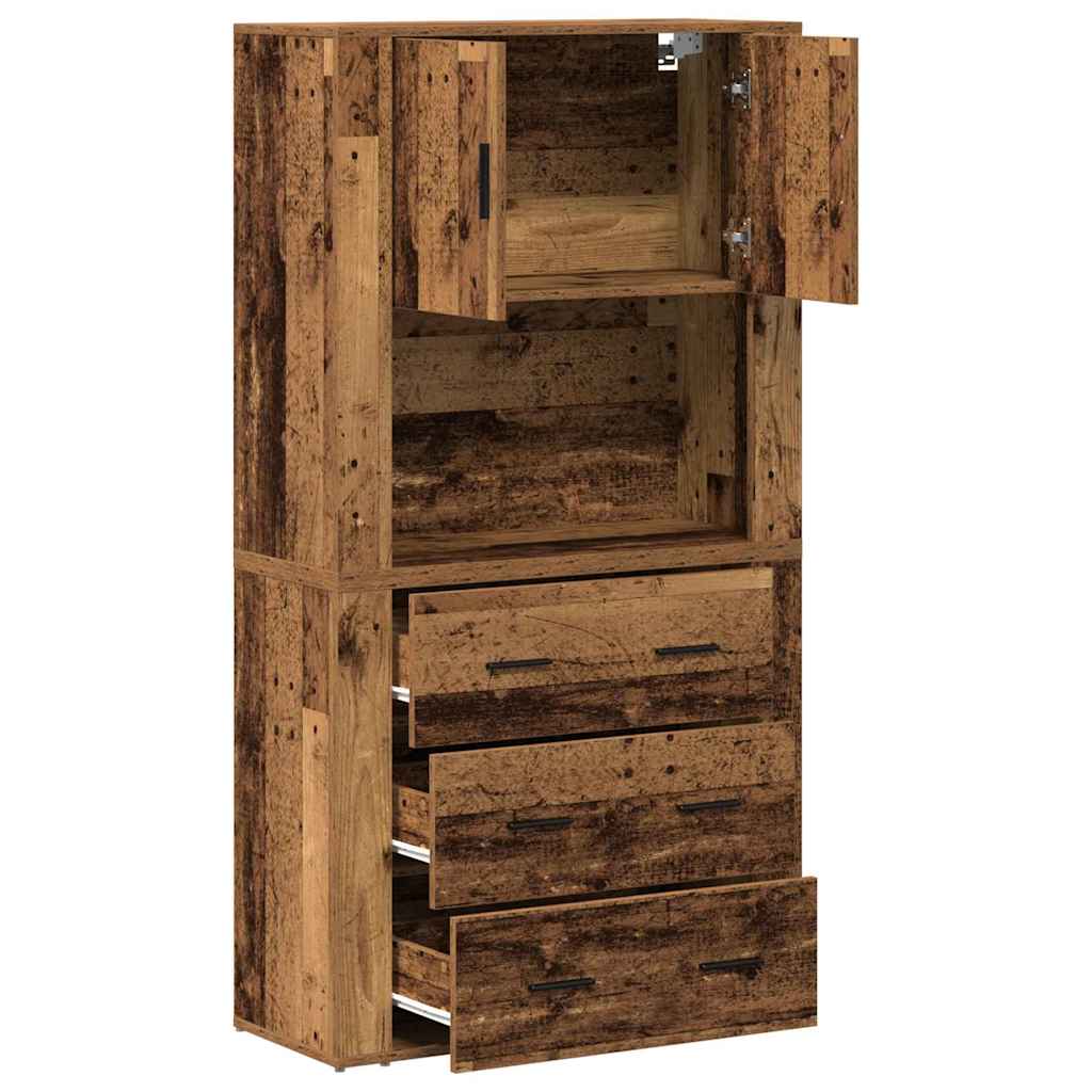 vidaXL Highboard with Drawer Old Wood 80 x 33 x 150 cm Engineered Wood