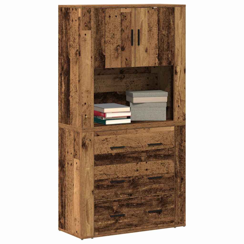 vidaXL Highboard with Drawer Old Wood 80 x 33 x 150 cm Engineered Wood