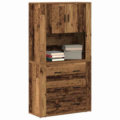vidaXL Highboard with Drawer Old Wood 80 x 33 x 150 cm Engineered Wood