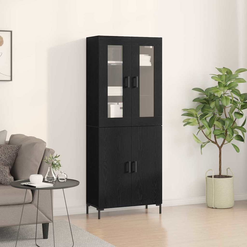 vidaXL Highboard 2 pcs Black oak 69.5 x 34 x 180 cm Engineered Wood