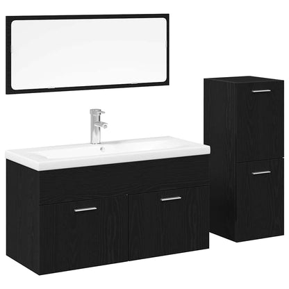 vidaXL Bathroom Furniture Set 4 pcs Black Oak Engineered Wood