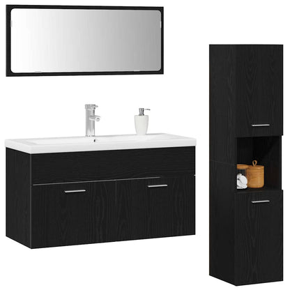 vidaXL Bathroom Furniture Set 4 pcs Black Oak Engineered Wood