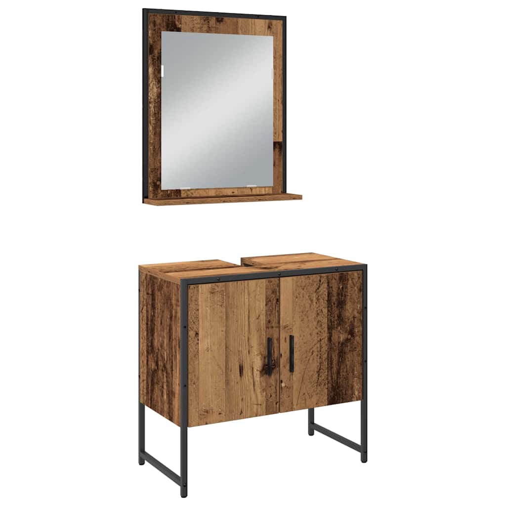 vidaXL Bathroom Furniture Set with Shelf 3 pcs Brown Engineered wood