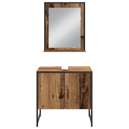 vidaXL Bathroom Furniture Set with Shelf 3 pcs Brown Engineered wood