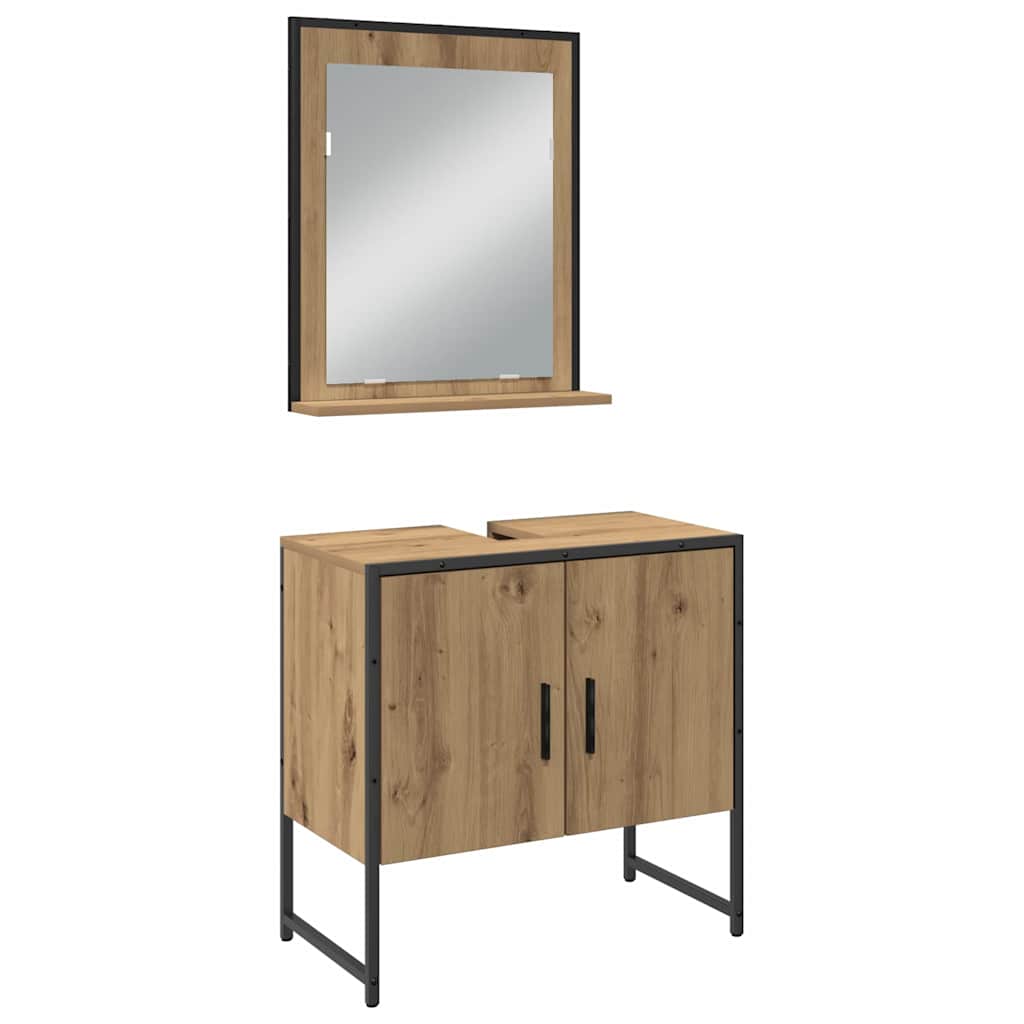 vidaXL Bathroom Furniture Set with Shelf 3 pcs Brown Engineered wood