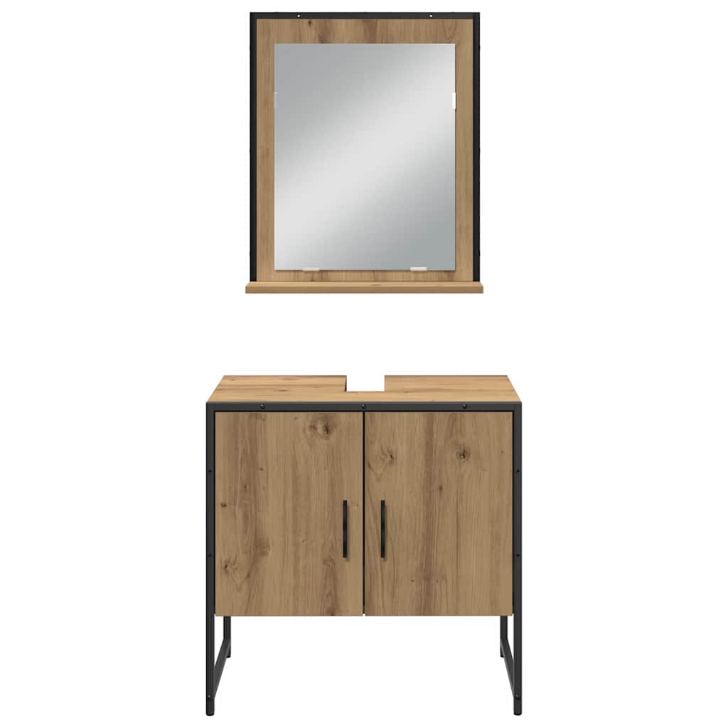vidaXL Bathroom Furniture Set with Shelf 3 pcs Brown Engineered wood