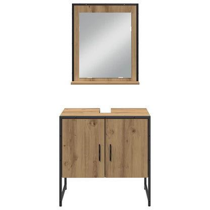 vidaXL Bathroom Furniture Set with Shelf 3 pcs Brown Engineered wood