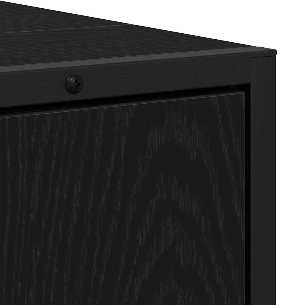 vidaXL Bathroom Furniture Set with Shelf 3 pcs Black Engineered wood