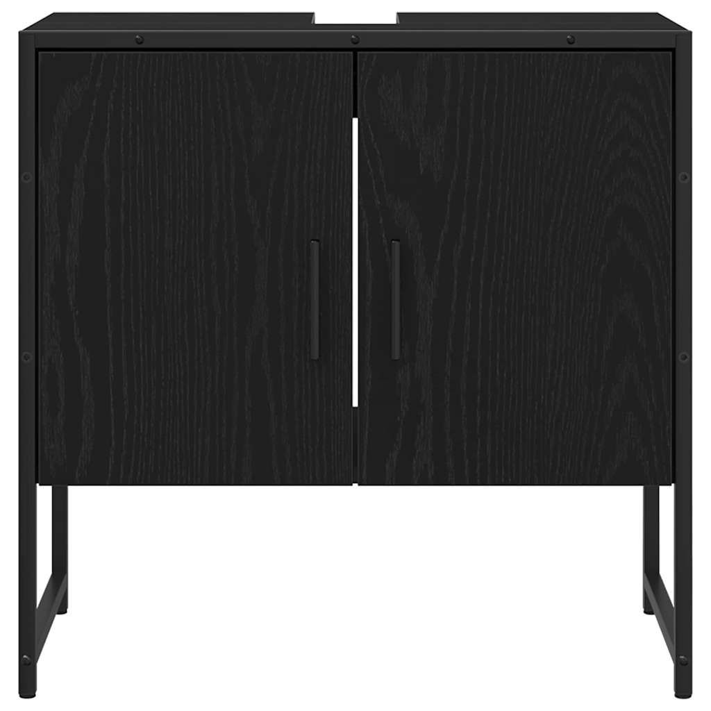 vidaXL Bathroom Furniture Set with Shelf 3 pcs Black Engineered wood