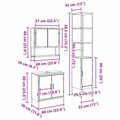 vidaXL Bathroom Furniture Set with Shelf 3 pcs Brown Engineered wood