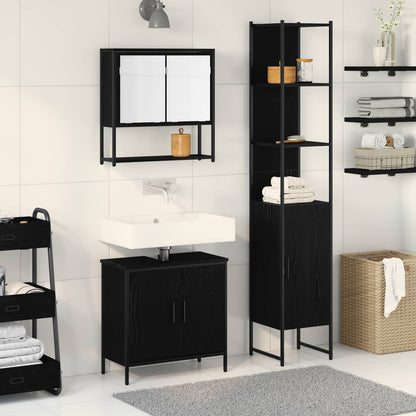 vidaXL Bathroom Furniture Set 3 pcs Black Engineered wood