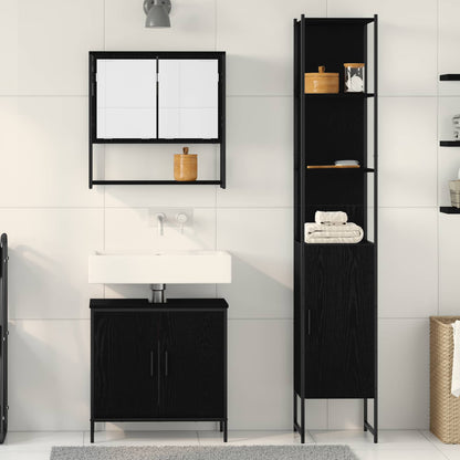 vidaXL Bathroom Furniture Set 3 pcs Black Engineered wood
