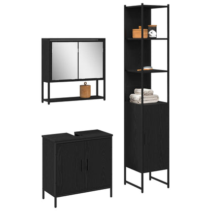 vidaXL Bathroom Furniture Set 3 pcs Black Engineered wood
