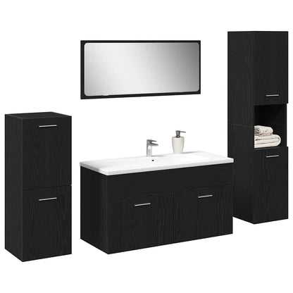 vidaXL Bathroom Furniture Set 4 pcs Black Oak Engineered Wood