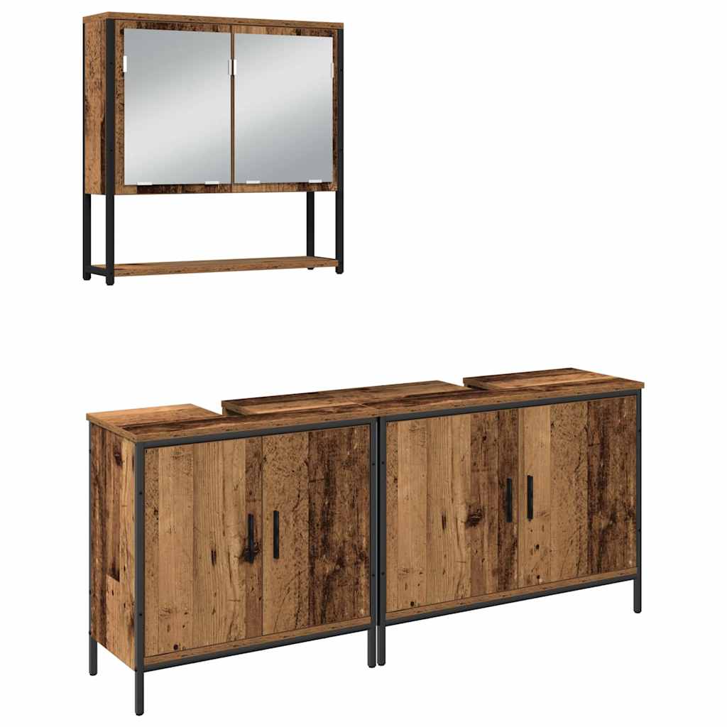 vidaXL Bathroom Furniture Set with Shelf 3 pcs Brown Engineered wood
