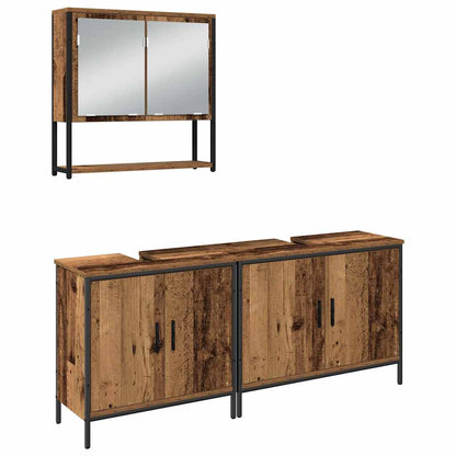 vidaXL Bathroom Furniture Set with Shelf 3 pcs Brown Engineered wood