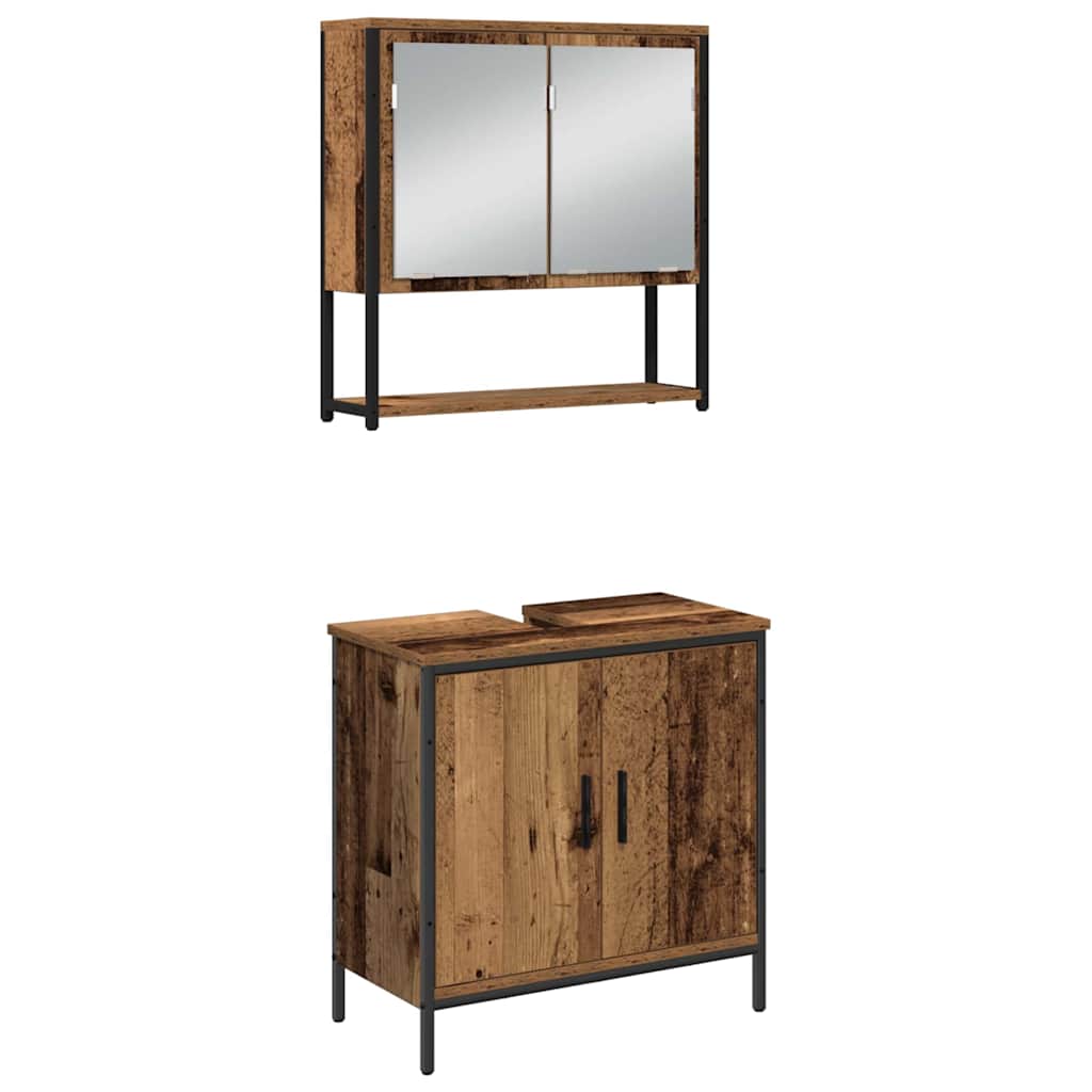vidaXL Bathroom Furniture Set with Shelf 3 pcs Brown Engineered wood