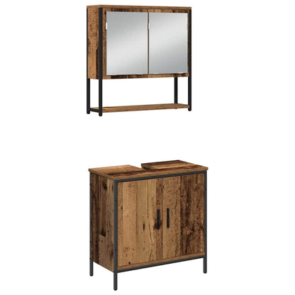 vidaXL Bathroom Furniture Set with Shelf 3 pcs Brown Engineered wood