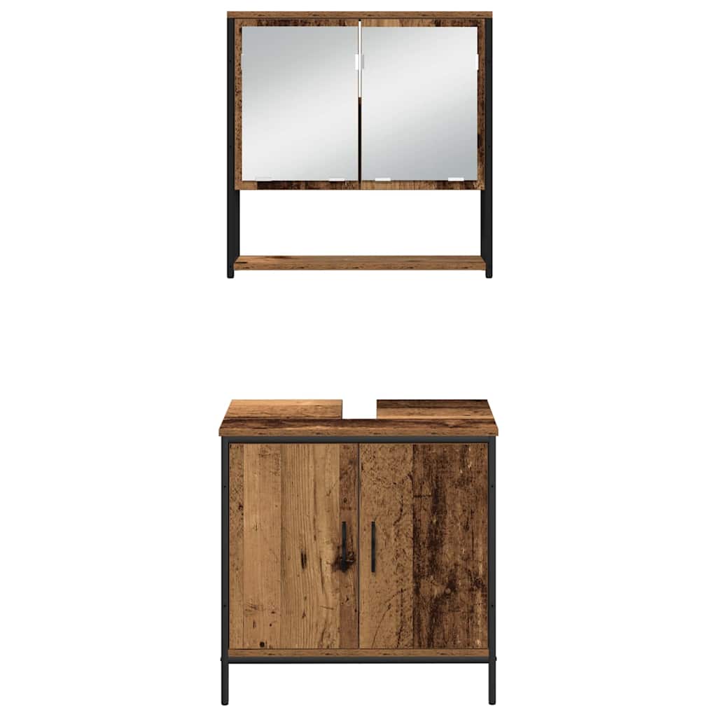 vidaXL Bathroom Furniture Set with Shelf 3 pcs Brown Engineered wood