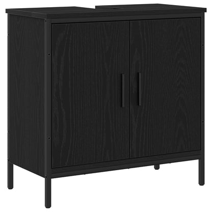 vidaXL Bathroom Furniture Set with Shelf 3 pcs Black Engineered wood