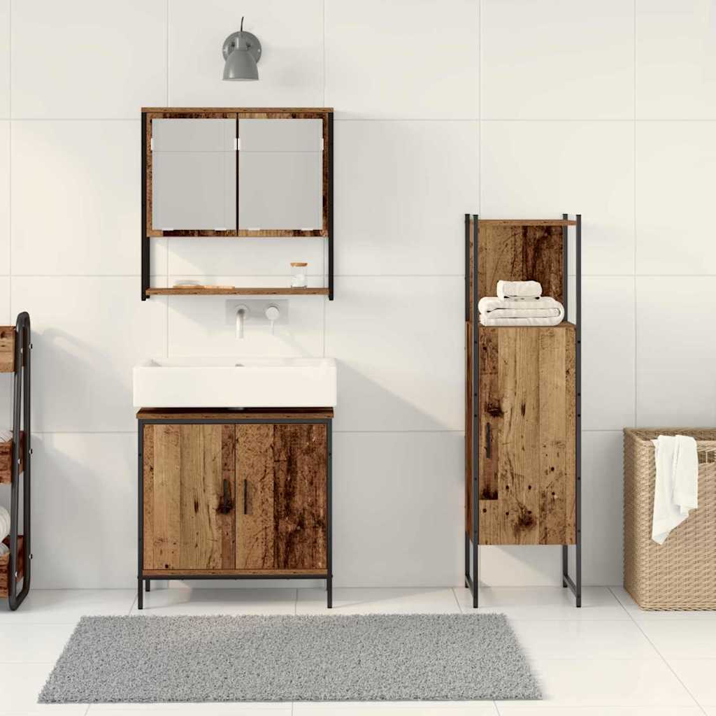 vidaXL Bathroom Furniture Set with Shelf 3 pcs Brown Engineered wood