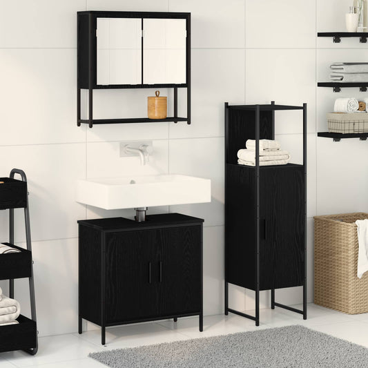 vidaXL Bathroom Furniture Set 3 pcs Black Engineered wood