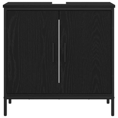 vidaXL Bathroom Furniture Set with Shelf 3 pcs Black Engineered wood