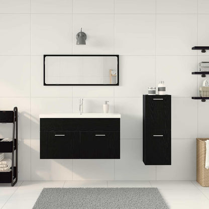 vidaXL Bathroom Furniture Set 4 pcs Black Oak Engineered Wood