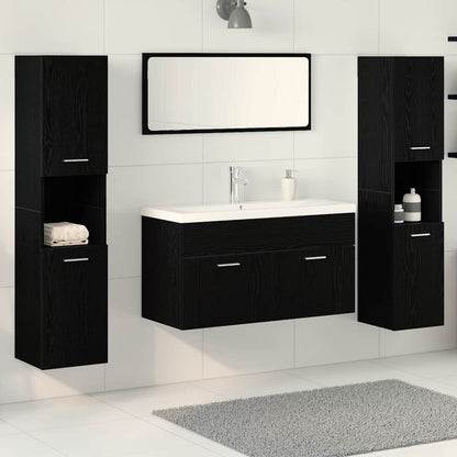 vidaXL Bathroom Furniture Set 4 pcs Black Oak Engineered Wood