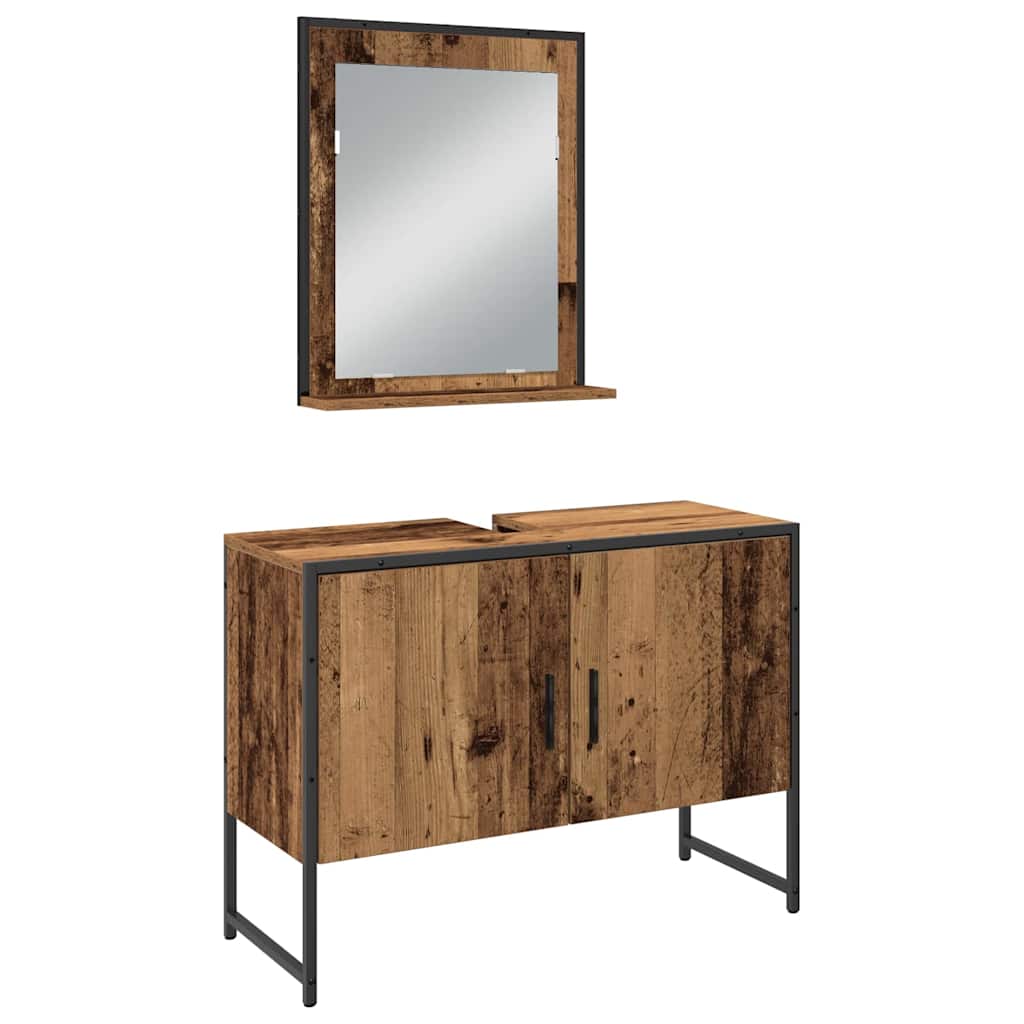 vidaXL Bathroom Furniture Set with Shelf 3 pcs Brown Engineered wood