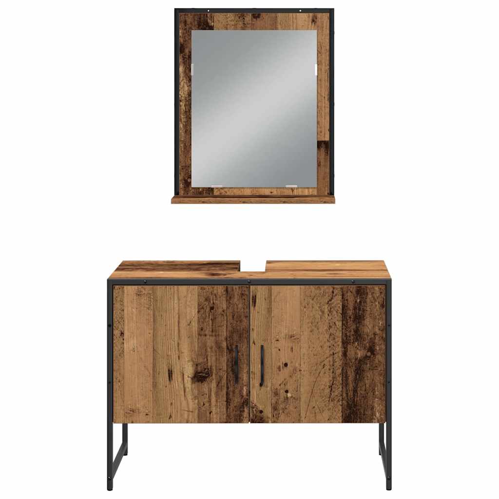 vidaXL Bathroom Furniture Set with Shelf 3 pcs Brown Engineered wood