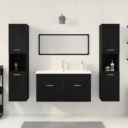 vidaXL Bathroom Furniture Set 4 pcs Black Oak Engineered Wood