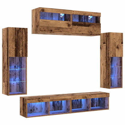 vidaXL TV Cabinet Set Wall-mounted 6 pcs Old wood Engineered wood