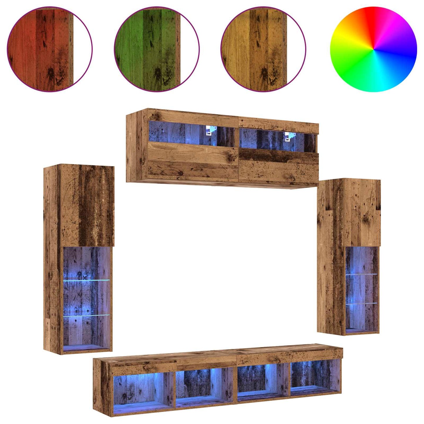 vidaXL TV Cabinet Set Wall-mounted 6 pcs Old wood Engineered wood