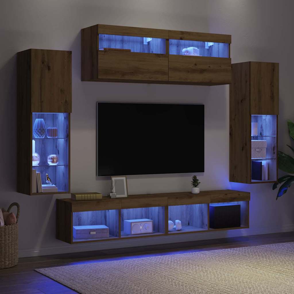 vidaXL TV Cabinet Set 6 pcs Artisan oak Engineered wood